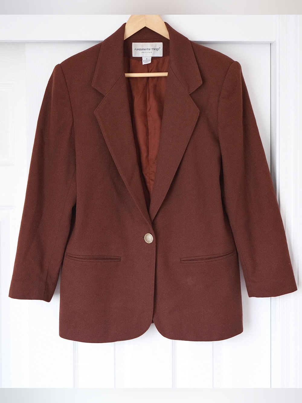 Warm Brown Wool Blazer. Women’s Petite Size 8.